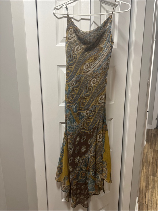 Zara Dresses & Skirts - Vintage Zara - Paisley Slip Dress in Mustard, Teal & Brown